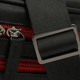 Close-up of the black faux leather streetwear bum bag from cawa.me