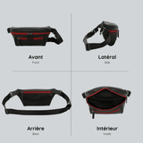 View from four sides of the black streetwear bum bag from cawa.me