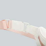 Detachable pink straps of La Sacha Classic Pink, the white streetwear bum bag from cawa.me