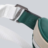 Detachable white straps of La Sacha Cactus, the green streetwear bum bag from cawa.me