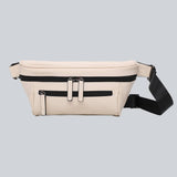 La Sacha Sand, a beige streetwear bum bag with a black zipper and straps from cawa.me