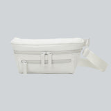 La Sacha White, a white streetwear bum bag with a white zipper and straps from cawa.me