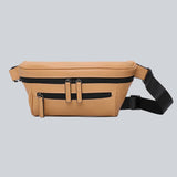 La Sacha camel, a brown streetwear bum bag with a black zipper and straps from cawa.me