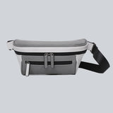 La Sacha stone, a gray and white streetwear bum bag with black zipper and straps from cawa.me