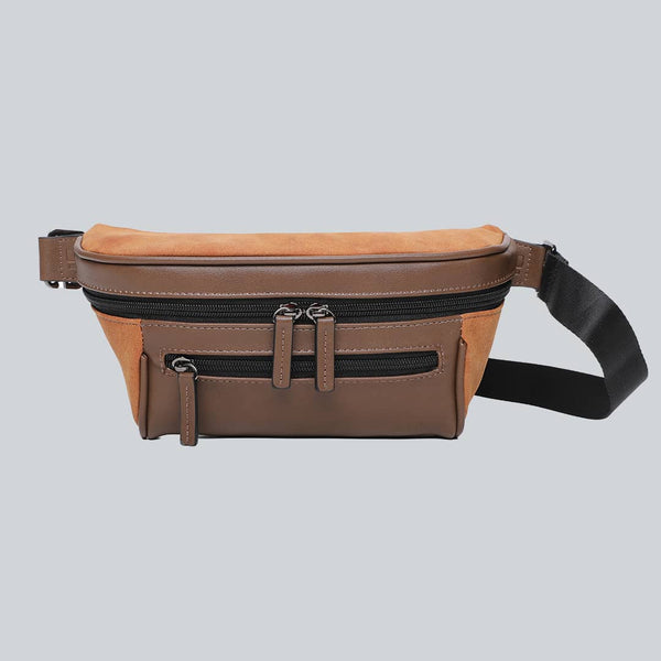 La Sacha copper, a brown streetwear bum bag with a black zipper and straps from cawa.me
