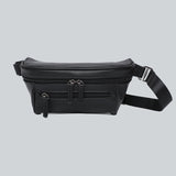 A black streetwear bum bag with a black zipper and a black straps from cawa.me