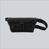 La Sacha Soft Black, a black streetwear bum bag with a black zipper and straps from cawa.me