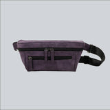 La Sacha Plum, a purple streetwear bum bag with a black zipper and straps from cawa.me