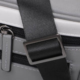 Close-up of the gray and white faux leather streetwear bum bag from cawa.me