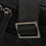 Close-up of the black faux leather streetwear bum bag from cawa.me