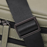 Close-up of the khaki green faux leather streetwear bum bag from cawa.me