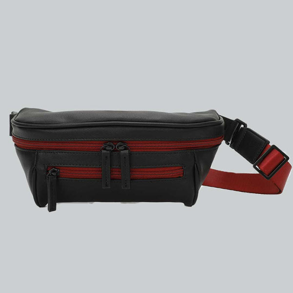 Sacoche cawa couleur noir et rouge sur fond gris