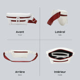 View from four sides of La Sacha Classic Red, the white streetwear bum bag from cawa.me