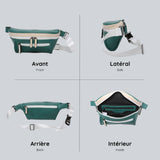 View from four sides of the green streetwear bum bag from cawa.me